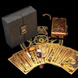 OceanWings Klasik Tarot Kartları Güverte Seti, Kılavuz Kitaplı, Altın Folyo Su Geçirmez Tarot Kartları Şans Anlatma Oyuncağı, Kristal Sarkaçlı - Yeni Başlayanlar ve Uzman Okuyucular için