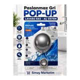 OCK Plast Paslanmaz Çelik Gri , Bas Aç Otomatik Sistem Pop-Up Lavabo Sifonu-Üniversal Bütün Modellere Uyumlu