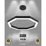 Octagon (Siyah Kasa, Beyaz Işık) Ledli Modern Sarkıt Linear LED Avize Salon Mutfak Oturma Odası Yatak Odası Antre Hol LED