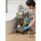 Octopus Bazaar Çok Amaçlı 2 Katlı Banyo Organizer Düzenleyici Dolap Içi Tezgah Altı Tekerlekli Organizer - Antrasit