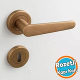Oda Kapı Kolu Daire Rozetli Antik Sarı Sürgülü Ve Çelik Kapı Kulpu Uyumlu Sağ Sol Uygun Kolları