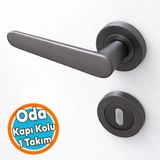 Oda Kapı Kolu Kare Rozetli Füme Renk Sürgülü Ve Çelik Kapı Kulpu Uyumlu Sağ Sol Uygun Kolları