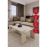 Odaco Fuji Modern Premium Oval Ayaklı %100 Mdflam Salon Orta Sehpa 100X60X40 cm - TRAVERTEN