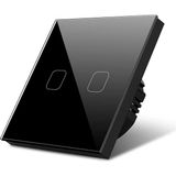 Oddity Çift Düğme Vavien Dokunmatik Işık Anahtarı Siyah Cam Panel Nötrsüz 2 Way SK-A801-02B