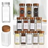 Odea 12'li Bambu ve Akasya Kapaklı Cam Baharatlık Seti, 120 ml - 001-Renkli - 1 Adet - 0,21 L
