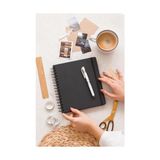 Odea 18X21 Kare Siyah Yapraklı Anı Defteri + Uni-Ball UM-153 Signo Broad Beyaz 1.0 mm Kalem