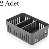 Odea 2 Adet Dolap Içi Düzenleyici Dolap Çekmece Makyaj Organizer (Gri) - 00-Siyah - Beyaz - 1 - 2 cm