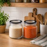 Odea 2’li Erzak Saklama Kabı Seti, Şeffaf Mutfak Kavanozu, Hava Geçirmez Kapaklı Bakliyat ve Kuru Gıda Saklama Kabı, Pirinç, Mercimek, Makarna ve Erzak Düzenleyici, Modern Mutfak Düzeni 900 ml - 001-Renkli - 1 Adet - 0,21 L