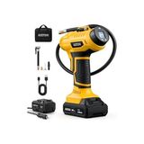 Odea 2'si 1 Arada Metal Silindir Hava Kompresörü, 20V Pil ve 12V Araç Güç Kaynağı, Motosiklet, Araba ve Bisiklet Için 160 Psı Taşınabilir Akülü Elektrikli Kompresör