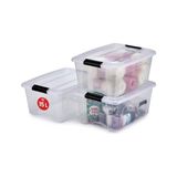 Odea , 3'lü Set Istiflenebilir Saklama Kutusu, Klik Kilitli – New Top Box Ntb-15 – Plastik, Şeffaf, 3 x 15 L, U 39,5 x G 29 x Y 18,6 cm - 0-Koyu Mavi - 1 Adet