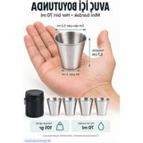 Odea 4 Adet Deri Kılıflı 70 Ml. Çelik Shot Kahve Kamp Bardağı RD95 - 00-Siyah - Beyaz