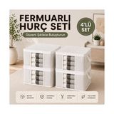 Odea 4 Adet Lüks Pencereli Çok Amaçlı Dolap Düzenleyici Hurç Çorap Hurcu 34 x 22 x 22 cm (Beyaz)