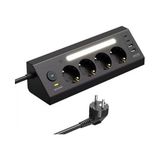 Odea 4 Priz ve 4 USB Çıkışlı Akım Korumalı Priz, 2 Metre Kablo, Hızlı Şarj Özelliği - Ahşap - Bej - Siyah