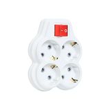 Odea 4lü Anahtarlı Golyat, Dörtlü Topraklı Priz Çocuk Korumalı Çoklayıcı Fiş, Beyaz Renk, 16A 250 Volt, Max 3600 Watt - Ahşap - Bej - Siyah