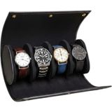 Odea 4'lü Deri Saat Kutusu Silindir Tasarım Taşınabilir Saat Saklama Organizer 24X11X7 Cm(Siyah) - 0