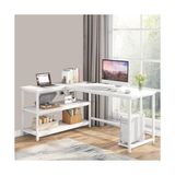 Odea 8918 140CM L Masa Oyun Masası Çalışma Masası Kitaplıklı Masa Ofis Masası Yazı Masası Beyaz