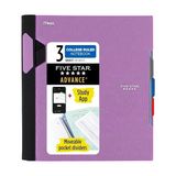 Odea Advance Spiral Defter + Çalışma Uygulaması, 3 Konu, Kolej Çizgili Kağıt, 8-1/2 "x 11", 150 Yaprak, Spiral Koruma, Hareketli Sekmeli Bölücüler ve Cepler, Ametist Mor (820060G)