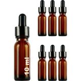 Odea Afracam 10 ml Metal Kapaklı Damlalık Dropper Şişesi Serum 10 cc Cam Şişe 6 Adet (Siyah Kapak, Amber/kahverengi)