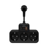 Odea Akım Korumalı Grup Priz Duvar Tipi 3x Priz, 2x Type-C, 1x USB Port Çıkışlı Çoklu Priz (Siyah) - Ahşap - Bej - Siyah
