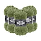 Odea Alize Süperlana Maxi El Örgü Ipi,%75 Akrilik%25 Yün, 5'li Paket, 100G/100M, 8-10 Numara Şiş Için, Hırka ve Kazak Örgüsüne Uygun (620 Yeşil)