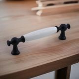Odea Arnas Porselen Kulp 128 mm Mobilya Çekmece Mutfak Dolabı Dolap Kapak Kulpları Kulb Kulpu Siyah - 00-Siyah - Beyaz