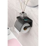 Odea Ata Home Yapışkanlı Kapaklı Tuvalet Kağıdı Askısı Banyo Tuvalet Kağıtlığı Aparatı Peçetelik Organizer Plastik, Siyah - Altın