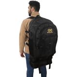 Odea Baggor 90 Litre Körüklü + Ayakkabılık Su Geçirmez Çok Gözlü Laptop Bölmeli Destek Kemerli Erkek Bayan Okul-Kampçı-Seyahat-Dağcı-Outdoor-Trekking Sırt Çantası (Siyah)