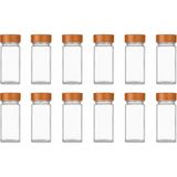 Odea Bambu Kapaklı Cam Baharatlık Seti 12 Adet, Şeffaf Kare Baharat Kavanozu, Plastik Delikli Iç Kapaklı Kontrollü Döküm Sistemi, 11X4X4 cm Mutfak Düzenleyici Baharat Saklama Kabı Seti - 001-Renkli - 1 Adet - 0,21 L