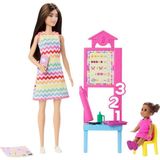 Odea Barbie Kariyer Oyun Setleri - Öğretmen Bebek Öğretmen Barbie, Kahverengi Saçlı Bebek, 1 Çocuk Figürü ve Öğretim Aksesuarları JCR76 - Ahşap