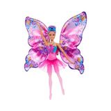 Odea Barbie Kelebek Dansçı Bebek, Kanatlarını Açarak Kelebeğe Dönüşen 2'si 1 Arada Mor Saçlı Barbie Kelebek Dansçı Bebek, Saç Aksesuarı, Çıkarılabilen Tütü, HXJ10