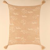 Odea Bella Maıson Sloth Hayvan BASKILI%100 Akrilik Battaniye, Bej, 100X120 cm - 58 x 42 cm - 1 x 32 x 27 cm