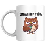 Odea Ben Aslında Yoğum Baskılı Kupa Bardak Komik Yazılı Hediyelik Çay Kahve Kupası - 00-Siyah - Beyaz