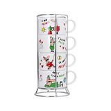 Odea Bialetti - 4'lü Istiflenebilir Cappuccino Fincan Seti - Karma Renkli - Porselen