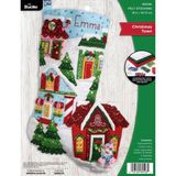 Odea Bucilla Keçe Aplike Çorap Kiti, Noel Kasabası 45,72 cm Keçe Aplike Çorap Yapım Kiti, Kendin Yap Iğne Sanatı ve El Sanatları Için Mükemmel, 89528E - 0 - 1 Ay - 00-Bordo