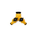 Odea Çift Çıkışlı Vanalı Musluk Adaptörü, 1/2 ve 3/4 Uyumlu, Sarı, DMX4279