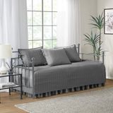 Odea Comfort Spaces Daybed Örtüsü - Lüks Çift Taraflı - Kapitone, Yatak Eteği ile Tüm Sezon Rahat Yatak, Uyumlu Şemsiyeler, 75'X39' Kömür Grisi 5 Parça - 001-Renkli