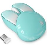 Odea Coverzone Mofii Wireless Mouse Renkli Tavşan Tasarım Kablosuz Sessiz Bilgisayar Notebook Laptop Için Fare USB Nano Receiver Mouse Tak Çalıştır 9.2cm x 6cm (Turkuaz) - Adaçayı