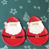 Odea Dafniart Noel Baba Şeklinde Dekor Amaçlı Tabak 21×14 Kırmızı 2 Li Dekor Tabak 21×14 - 0,21 lt - Afrika Cevizi Rengi