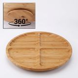 Odea Deconox 4 Bölmeli Dönerli Bambu Sunum Tepsisi, 360 Derece Dönebilen Yuvarlak Bambu Sunumluk, Kahvaltı, Kuruyemiş, Lokum, Zeytin, Kuru Meyve, Peynir ve Atıştırmalık Servis Tepsisi 30CM - 0 - 19 L