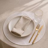 Odea Deconox 6'lı Plastik Amerikan Servis Seti, Yuvarlak 38 cm Beyaz Yaprak Desenli Supla, Yıkanabilir Silinebilir Tabak Altlığı, Yemek Masası Servis Sunum Matı - 0,60 x 19 x 29 cm - 51R-Turuncu