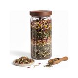 Odea Deconox Akasya Kapaklı Çizgili Cam Kavanoz (1000ML /1 Litre) | Hava Geçirmez, Modern Fitilli Tasarım Gıda Saklama Kabı | Kahve, Çay, Kuruyemiş ve Bakliyat Kavanozu (9X20CM)