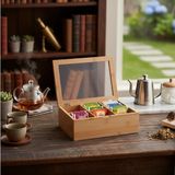 Odea Deconox Bambu 6 Bölmeli Çay Kutusu -%100 Orjinal Bambu Mıknatıslı Kapak 21X16,5 X7CM