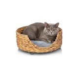 Odea Deconox Büyük Boy Yuvarlak Hasır Kedi Yatağı, 55 cm Çapında Dekoratif Doğal Örme Kedi Sepeti, Yumuşak Minderli ve Metal Ayaklı Konforlu Uyku Alanı - 100 x 100 x 10 cm