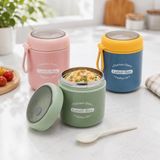 Odea Deconox Paslanmaz Çelik Yemek Termosu 530 Ml, Kaşıklı Taşınabilir Yemek Kabı, Çelik Iç Hazneli Lunch Box, Askılı Kapaklı Saklama Kabı, Pembe Yeşil Mavi Renk Seçenekli - Ahşap - Bej