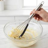 Odea Deconox Silikon Sıyırma Aparatlı Çelik Çırpıcı 30 Cm, Paslanmaz Çelik Tel Çırpıcı, Ergonomik Metal Saplı Mutfak Çırpıcısı, Sos Yumurta Krema ve Hamur Karıştırıcı