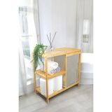 Odea Digithome Bambu 3 Raflı Kumaş Sepetli Banyo Düzenleyici Kirli Çamaşır Sepeti DB-0046 - 00-Siyah - Beyaz