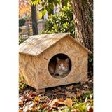 Odea Dış Ortama Uygun Ahşap Kedi Evi, Rüzgar ve Soğuğa Dayanıklı - 02-Gri