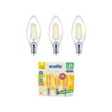 Odea Ecolite 4W LED Filament Mum Ampul, E14 Duy, 2700K Sarı Işık, 470 Lümen, Şeffaf Cam, Akkor Görünümlü Dekoratif Lamba, 3'lü Paket [enerji Sınıfı E]