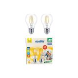 Odea Ecolite 6,5W LED Filament Ampul E27 | 60W Eşdeğer | 2700K Sarı Işık | 810 Lümen | 2’li Paket | Enerji Sınıfı E [enerji Sınıfı E] - Amber