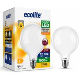 Odea Ecolite G125 Büyük Boy LED Ampul 12W (104W Eşdeğer) E27 Duy Dimmer Uyumlu 1600 Lümen 2700K Sarı Işık Dekoratif Soft Globe Ampul 178X125 mm - Amber